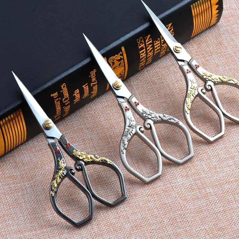 

European Sewing Scissors Embroidery For Fabric Cutter Dragon And Phoenix Pattern Tailor's Scissors CP0704