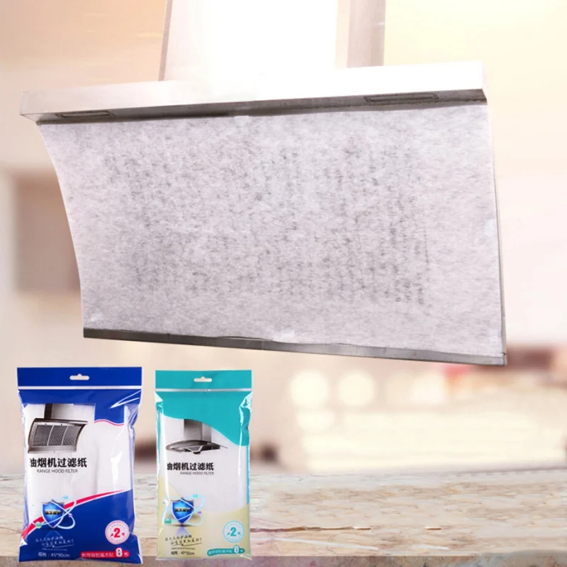 

2 Pcs Home Range Hood Anti-Oil Filter Filter Oil Stickers Oil Absorption Paper Fume Paper hood oil filter Oil-Proof Sticker
