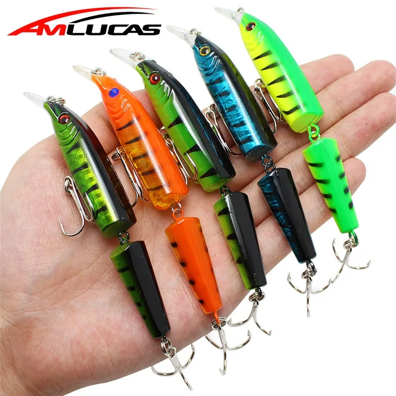 Amlucas 10.5 سنتيمتر 9g Wobblers بايك الصيد السحر الاصطناعي متعددة صوتها أقسام الطعم Crankbait وهمية الأسماك الصيد اكسسوارات WW6