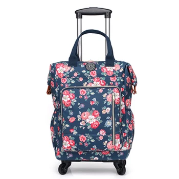 

Women Travel bag travel Backpack with wheel Trolley Bag/case Rolling luggage trolley portable Suitcase waterproof Oxford handbag