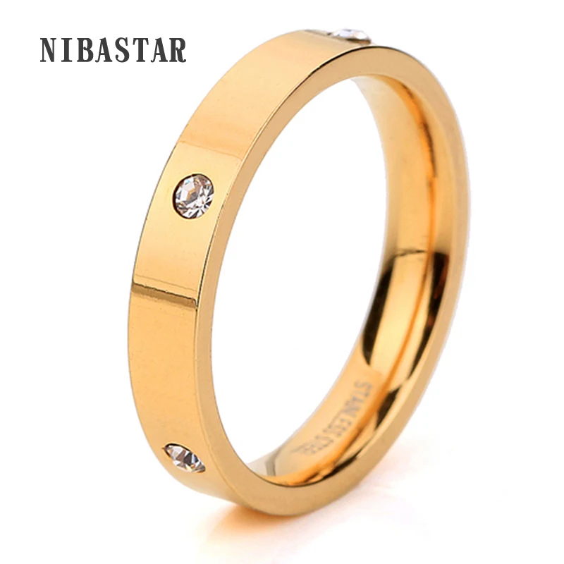 

Lose Money Promotions! Wholesale Factory Price Gold-Color Stainless Steel Ring With Crystal For Women Engagement Gift