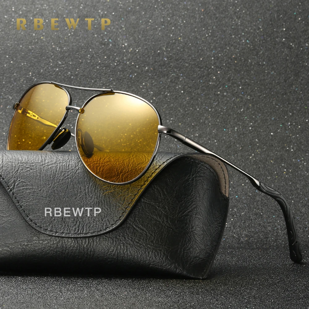 

RBEWTP Retro Vintage Men's Night Vision Sunglasses Polarized Driving Sun Glasses oculos Male Eyewear Accessories For Men/women