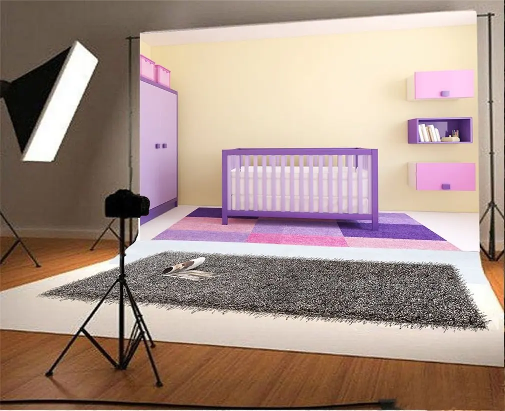 

Photography Backdrop Interior Infanette Bed Room Carpet Toddler Princess Photo Background