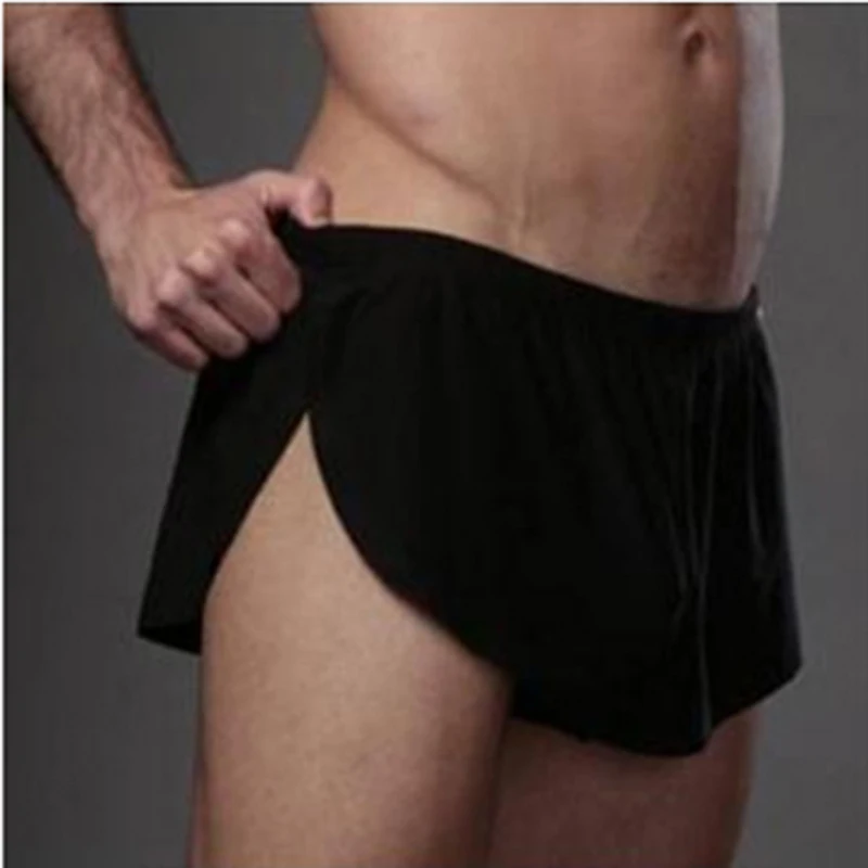 Сексуальные мужские шорты для бега, спортивная одежда с низкой талией, мужское сексуальное нижнее белье для фитнеса, для спортзала, короткие штаны, спортивные штаны, дышащие штаны для бега - Цвет: Черный