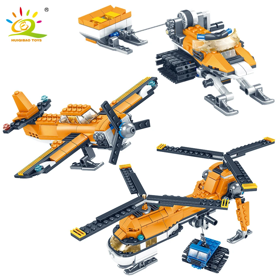 

348Pcs City Rescue Sled Transport Aircraft Building Blocks Transport Compatible Legoingly City Airplane Helicopter Bricks Toys