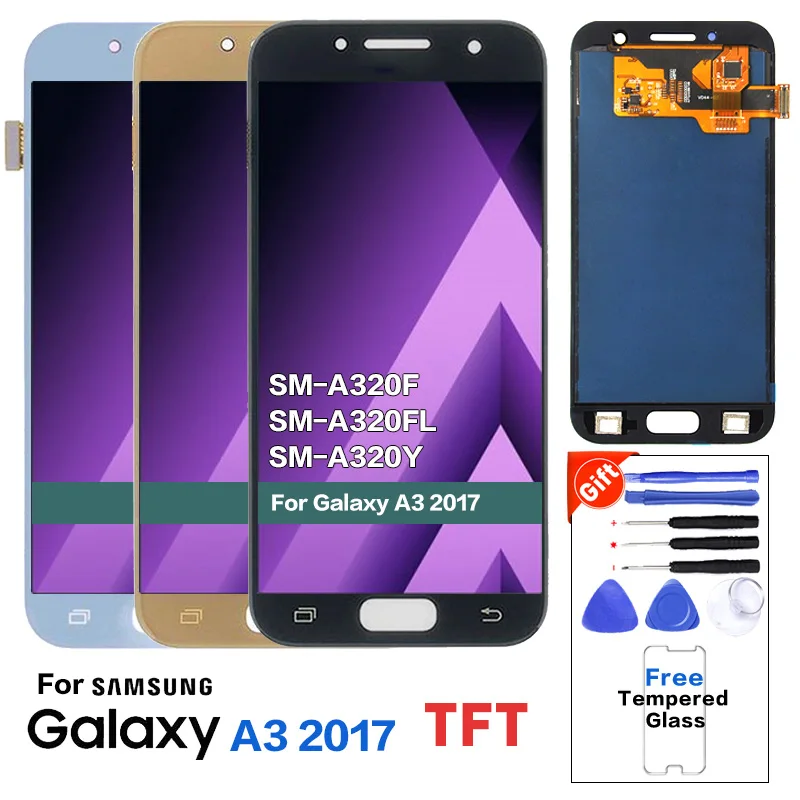 

For Samsung Galaxy A3 2017 A320 SM-A320F LCD Display Touch Screen Digitizer Assembly LCD with brightness adjust 100% Tested