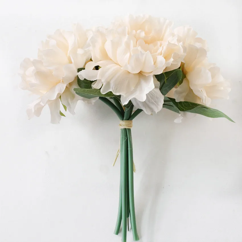 

Artificial Flowers Peony Bouquet for Wedding Decoration 5 Heads Peonies Fake Flowers Home Decor Silk Hydrangeas Cheap Flower