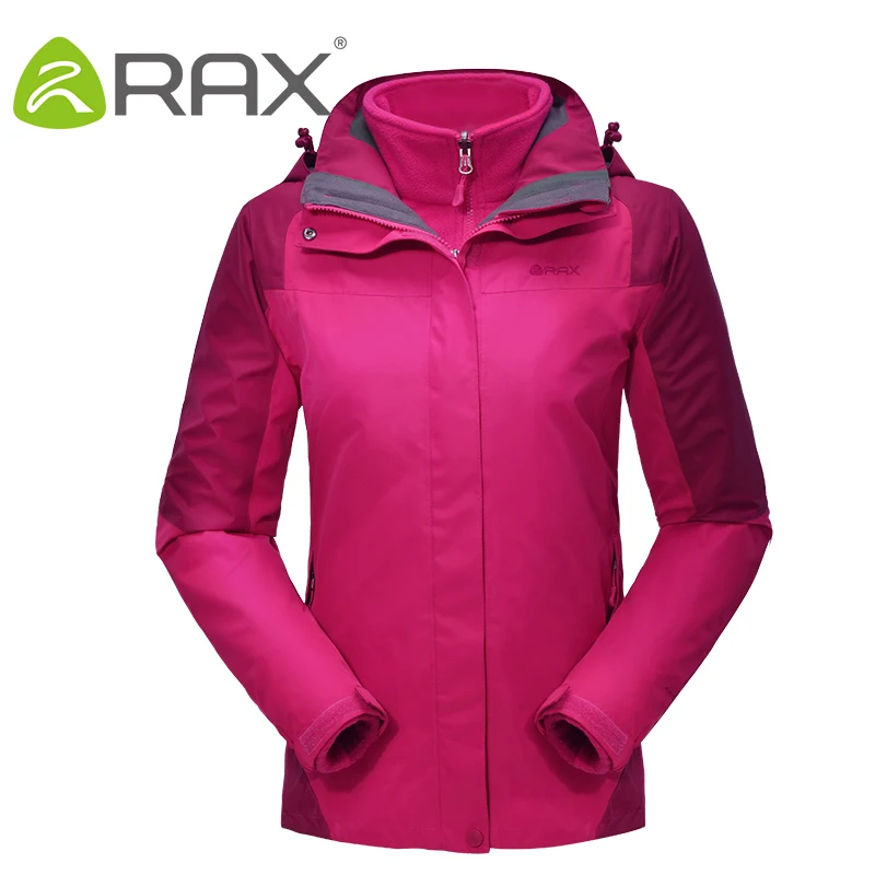Rax походные куртки мужские водонепроницаемые ветрозащитные теплые походные куртки зимние уличные походные куртки женские термопальто 43-1A058 - Цвет: rose red women