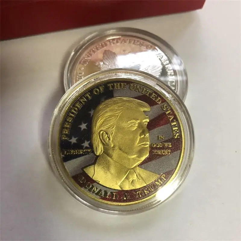 Дональд Трамп,, держать Америку великим полководцем, золото, серебро, вызов, монета, Америка, 45-й президент, памятная монета - Цвет: H1301-GD