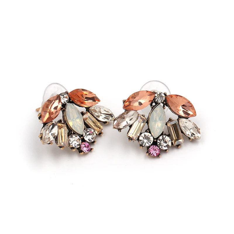 

Fashion High Quality Gem Stone Crystal Stud Earrings For Women Multicolored Stud Earrings Wedding Jewelry