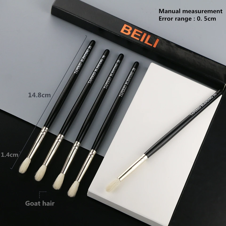 BEILI 1 шт. козья шерсть точные для растушевки тени для глаз детальные маленькие тени отдельные Кисточки для макияжа черная ручка серебряный наконечник