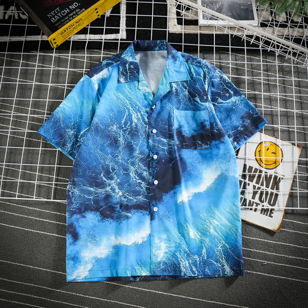 

Mens Beach Hawaiian Shirt Tropical Summer Short Sleeve Shirt Men Casual Loose Cotton Button Down Shirts Plus Size Apr11
