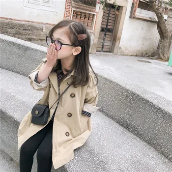 

2019 New Arrival Korean Style Cotton Jacket Pure Color Long Style All-match Windbreak Coat for Fashion Baby Girls and Boys E0316