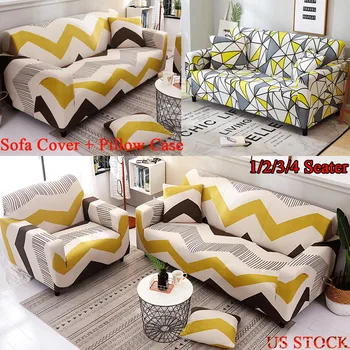 

Stretch Chair Sofa Covers 1 2 3 4Seater Protector Loveseat Couch Cover Slipcover Easy Instal with a Pillow Case