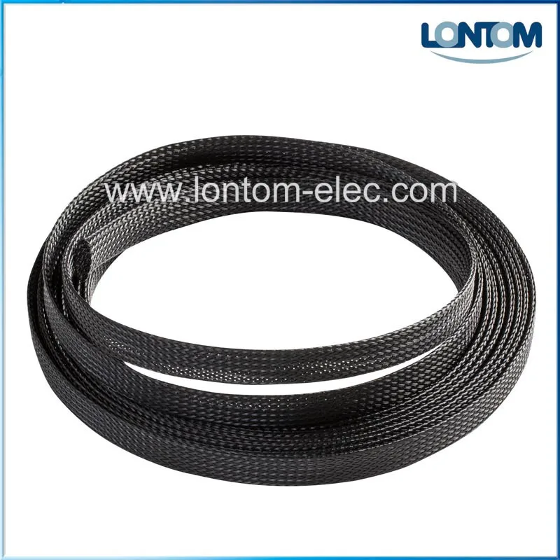 Black PET braided sleeving