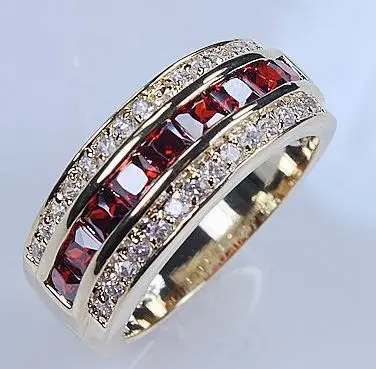 Victoria Wieck Jewellery Men s Garnet Diamonique CZ yellow Gold Filled Wedding band Ring size 9