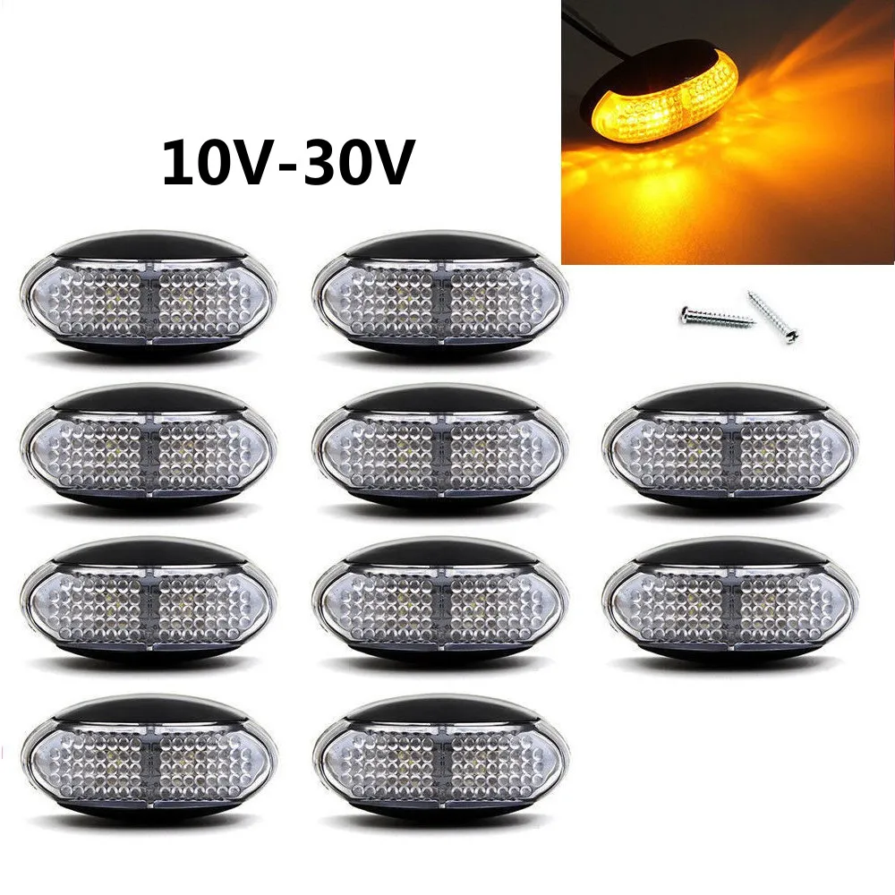 

Fuleem 10PCS 4 LED Side Marker Tail Light LED 12V 24V Clearance Lamp Waterproof for Truck Trailer Amber