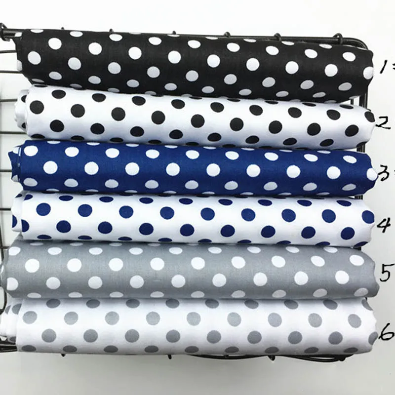 

160CM*50CM cotton fabric black navy blue gray polka dot fabric for DIY bedding handwork tablecloth quilting patchwork craft