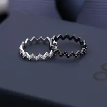 LZX Брендовое простое волнистое стильное милое обручальное кольцо белого/черного цвета золотого цвета с кубическим цирконием и кристаллом, обручальные кольца для женщин