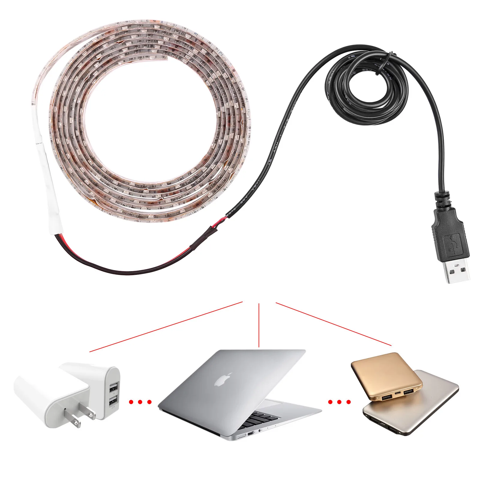 1 м/2 м водонепроницаемый RGB 3528 SMD USB 120LED полоса света струнная Лампа DC