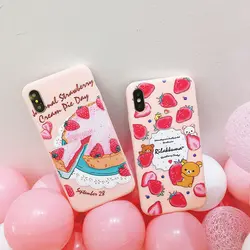 Симпатичные Rilakkuma клубничный торт телефон Сумки чехлы для Iphone X 7 7 plus 6 6 s 8 Plus X скраб мягкая обложка Coque