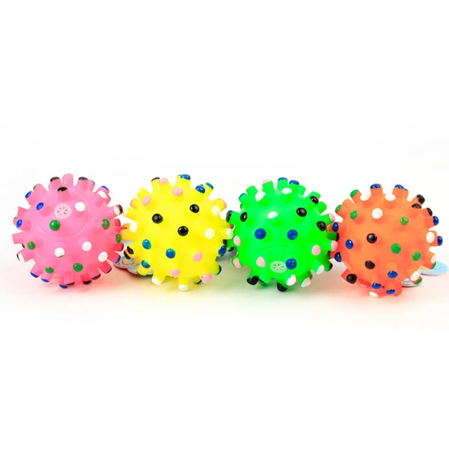 Small Dog Toys 7Pcs Colorful  Pet Puppy Squeaky Chews Squeaker Quack Sound Toy Pet Toy Ball For Dog Pet Teeth Training Dog Games
