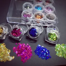 12 цветов/Набор ногтей Блестящий Акриловый Лак Блеск Микки в форме мыши Дети Блестки для нейл Арта(искусство украшения ногтей) порошок Набор для украшения ногтей