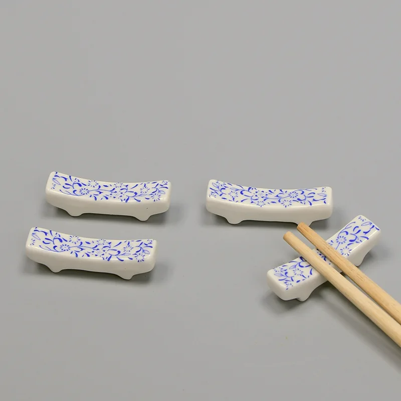 Чисто ручная работа японская керамическая подставка для палочек для еды синие и белые фарфоровые палочки с узором для стола мебель ремесла