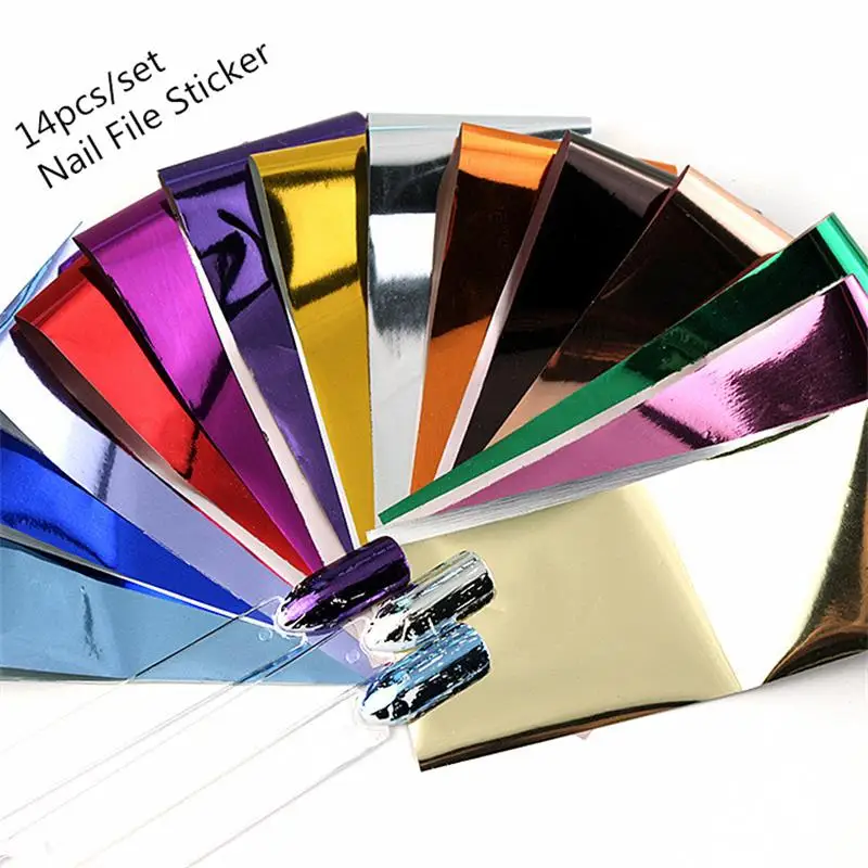 

14pcs/set Charm Holographic Nail Foil art Stickers Gold Sliver Metal Color Starry Paper Transfer Foils Wraps