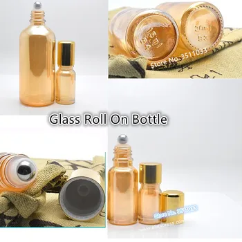 

Pack of 24pcs Amber Glass Roll on Bottle Gold Lid Cap Glass Essential Oil Bottle Roll on Perfume Container 5ml 10ml 15ml 20ml