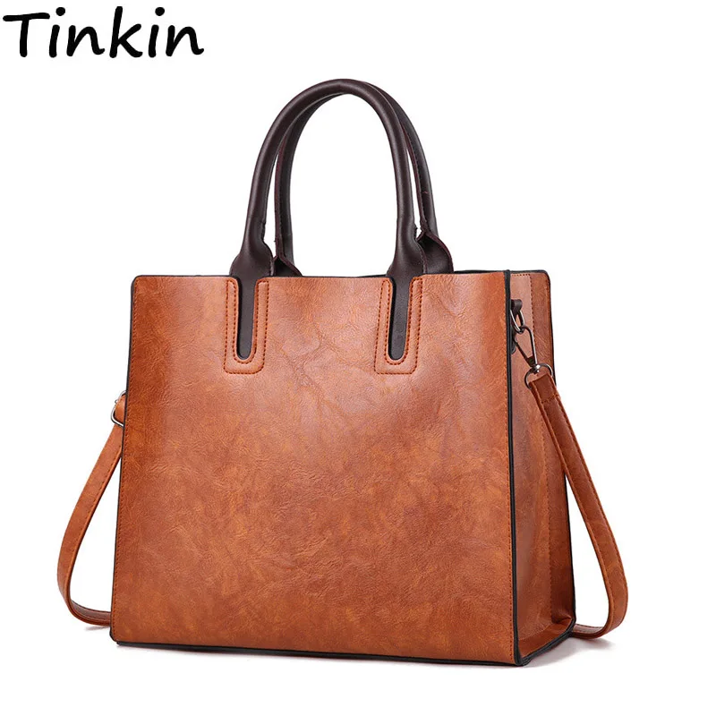 Tinkin Women Vintage Daily Handbag For Ping Female Pu Classy Tinkin Europe And America Vintage Pu Leather Women Handbag Larger Capacity Shoulder Bag Luxry