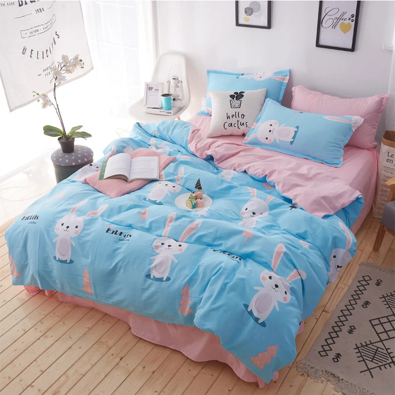 

Four-Piece Set Duvet Cover Home Textile Bedding Textile Small Fresh Style Fabric Sheets Style Sheets Kit Sanding 4 Size