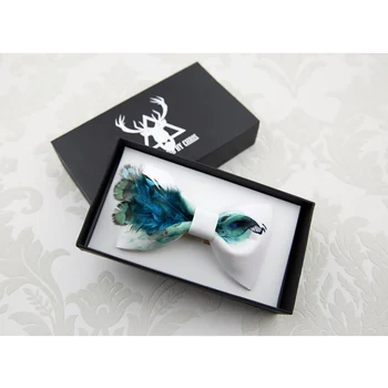 

High quality Fashion men feather bow tie Accessory wedding party business Polyester silk Bow Tie For Men Butterfly Neck Ties