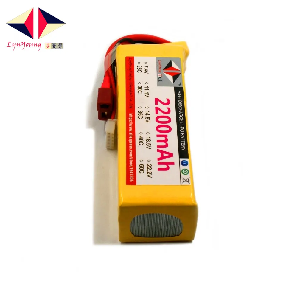 

LYNYOUNG Lipo battery 4s 2200mAh 14.8V 35C max 70c for RC Airplane Drones Helicopter Car Boats Truck Quadcopter