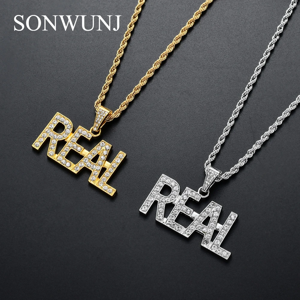 

Hip Hop Crystal REAL Pendant Necklace Jewelry for men ICED OUT N330