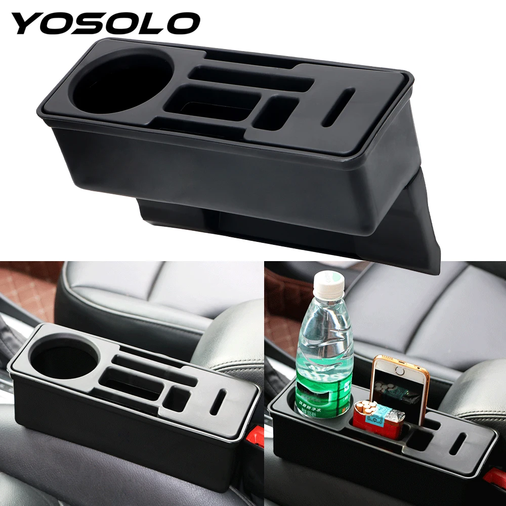 YOSOLO Seat Crevice Storage Box Car Organizer Coin Drink Phone Cigarette Holder Container Auto Seat Gap Organizer Accessories