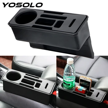 

YOSOLO Car Seat Crevice Storage Box Car Organizer Coin Drink Phone Cigarette Container Auto Seat Gap Organizer Accessories