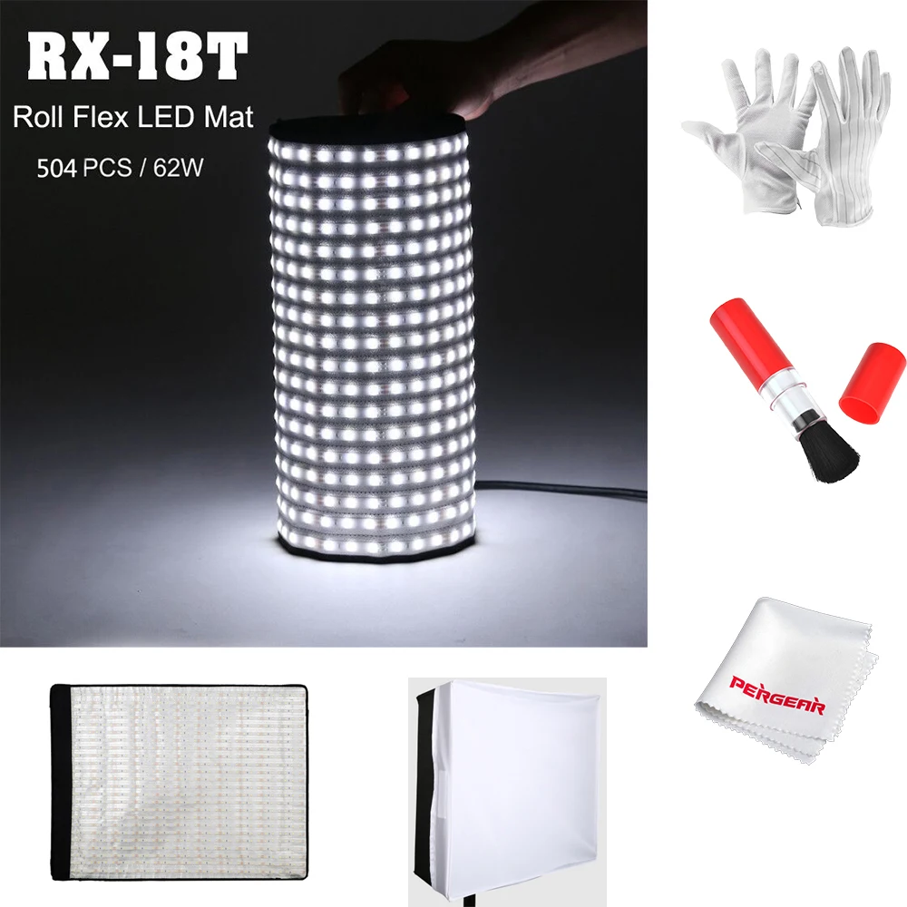 Falconeyes Portable Waterproof 62W 5500K LED Video Light 504pcs Flexible Roll LED Photography Lamp Brightness Adjust