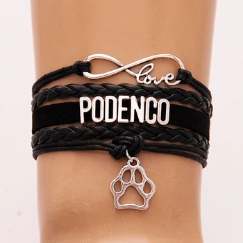 

(10Pcs/Lot)Infinity love Podenco Bracelet & bangles Pet Dog Paw Charm leather wrap rope jewelry for women men