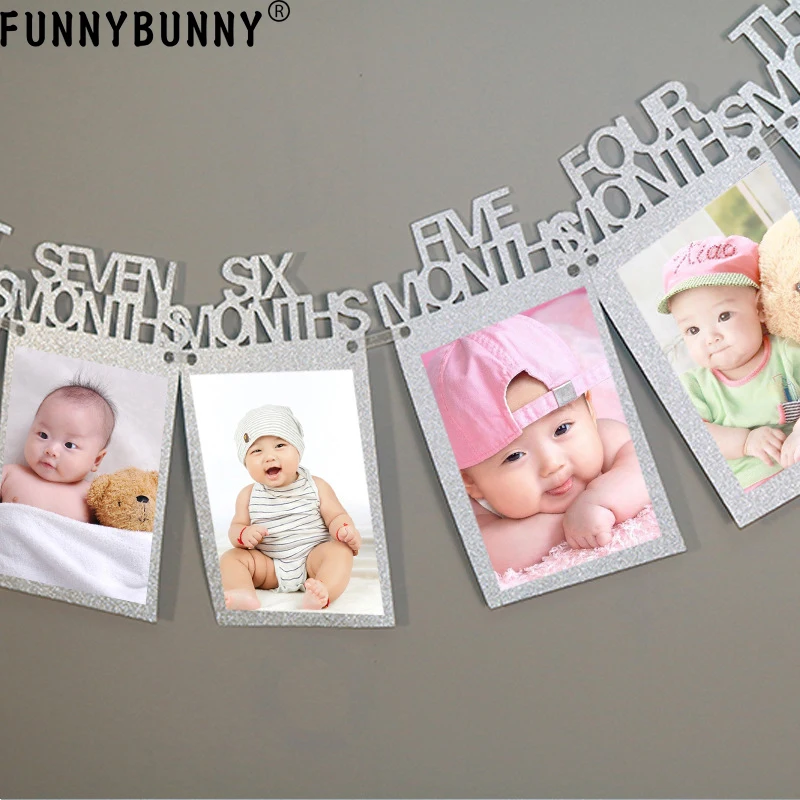 FUNNYBUNNY 12 месяцы фоторамка баннер для первого дня рождения украшения ребенка