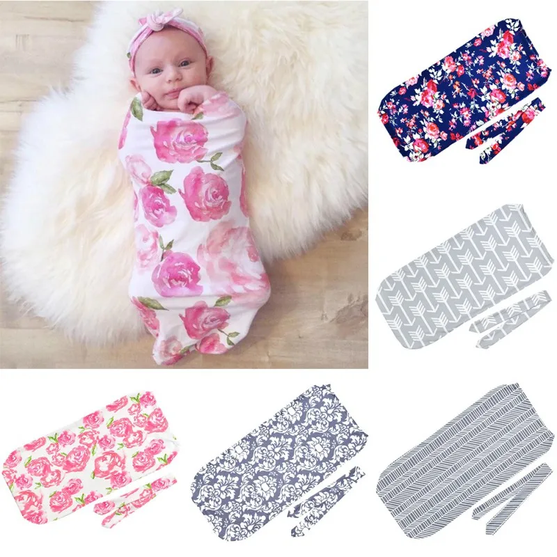 

2Pcs Baby Sleeping Bags Cartoon Rabbit Ear Hairband Set Newborn Anti-kick Sleeping Bag Knotted Headband For Infant Babe