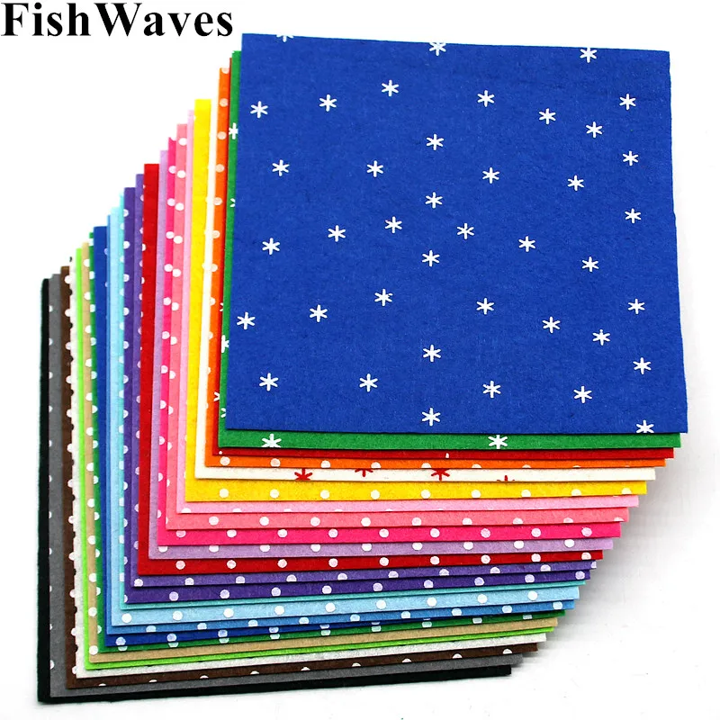 

24pcs 1mm Felt Mix Colors Patterned Dot Felt Nonwoven Polyester Cloth Felts Fabric Handmade DIY Needle Sewing Crafts 15*15cm