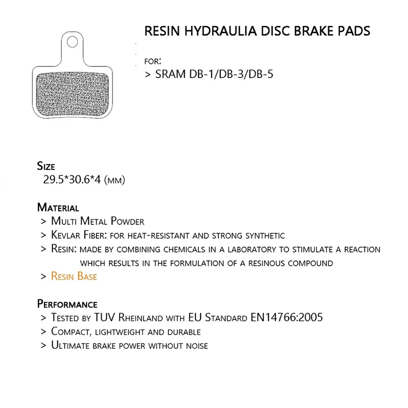 Полуметаллические велосипедные дисковые Тормозные колодки для AVID DB1 DB3 DB5 / SRAM
