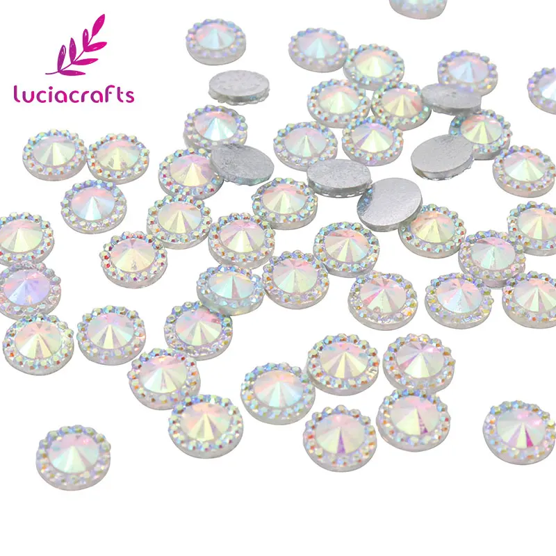 

Lucia crafts 48pcs/lot 8mm/10mm for selection Glue-on AB Rhinestone Garment Decoration D1108