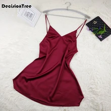 Женская Ночная сорочка из шелкового атласа, ночная сорочка, кружевная сорочка, одежда для сна, сексуальное нижнее белье, костюмы