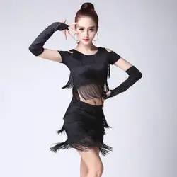 Новое модное сексуальное платье с коротким рукавом для латинских танцев с кисточками цельное платье для женщин/женщин, Бальное Танго ча