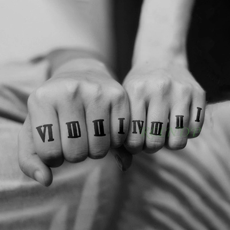 Водонепроницаемые временные тату-наклейки с римскими цифрами и буквами, поддельные тату флэш-тату для рук, маленькие татуировки для девушек и мужчин