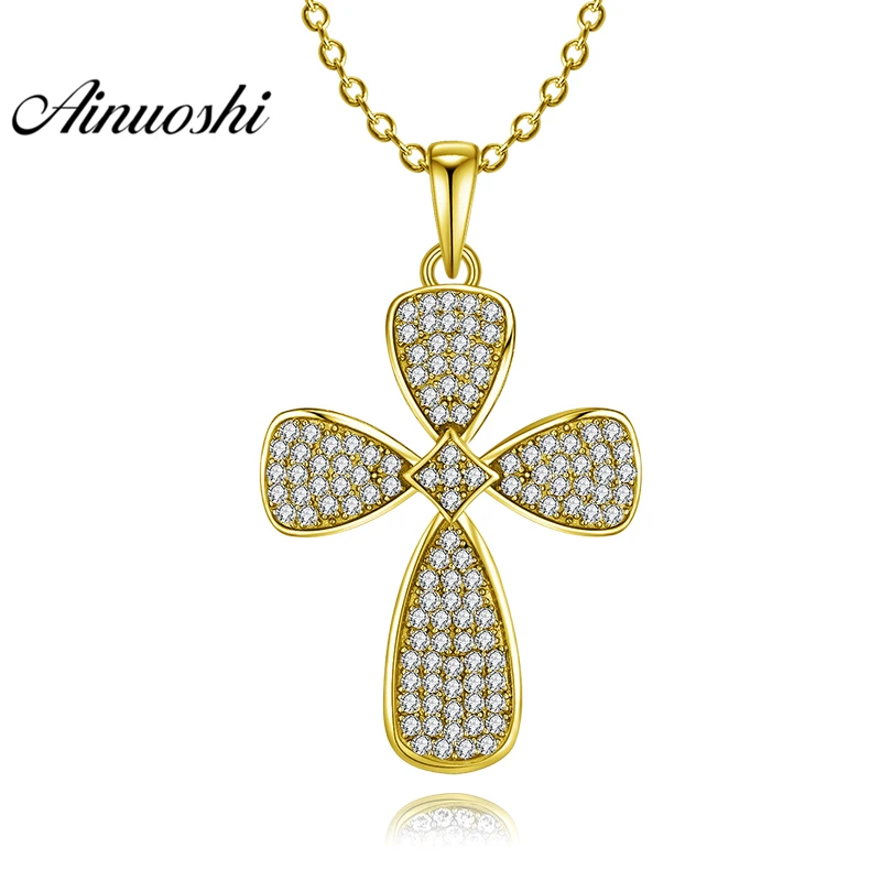 

AINUOSHI 10K Solid Yellow Gold Pendant Shining Flower Pendant SONA Simulated Diamond Women Men Gold Jewelry Separate Pendant