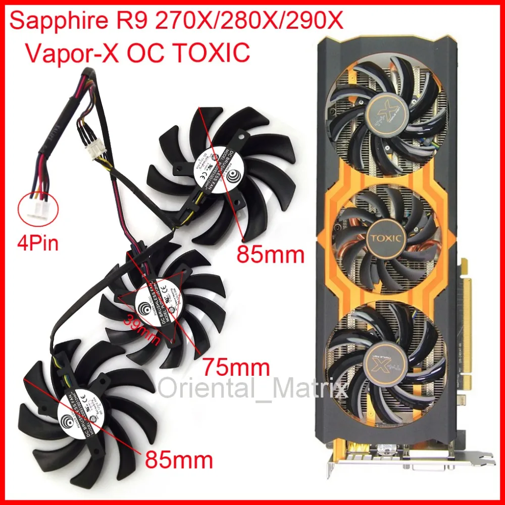 3 шт./лот PLD09210D12HH PLD08010S12HH DC12V 4Pin VGA вентилятор для Sapphire R9 270X 280X 290X Vapor-X OC TOXIC вентилятор видеокарты