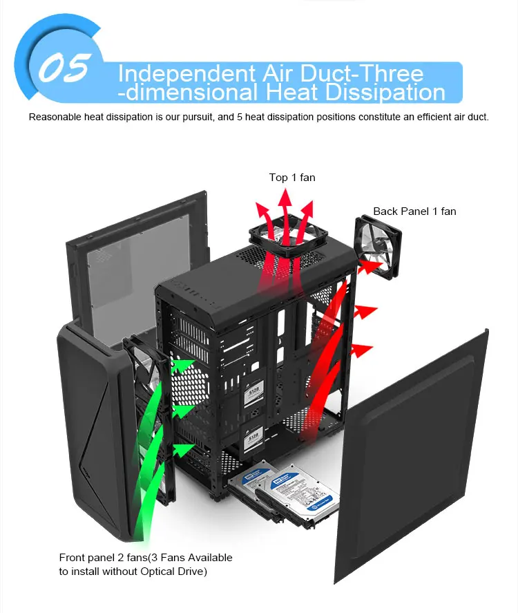 Игровой компьютерный чехол Aigo ATX Mid Tower 240 мм с водяным охлаждением, вентилятор для ПК AIO, поддержка 450*190*470 мм, игровой стиль, оконный чехол, шасси